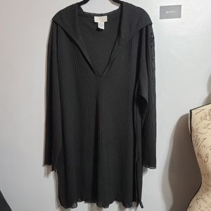 NWOT J Valdi Black Crochet/Lace Cover Up Size L